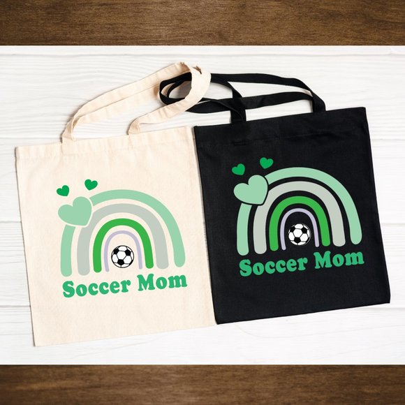 Soccer Mom Double Strap Cotton Canvas Shoulder Tote Bag - Picture 2 of 2